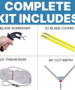 Jenlis The Original Weed Razer, Lake Weed Cutter, Large Pond Aquatic Plant Cutting Tool, Long and Sharp Razor Blades Shear Cattail, Reed, Lilly & Chara Algae, 48 Inch Cut Width, 25 Foot Throw Rope Jenlis Weed Razer Aquatic Weed Cutter 28 81lNg0AOh9L 1