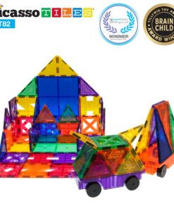 PicassoTiles® PT82 Creativity Set Magnet Building Tiles Clear Color Magnetic 3D Building Block - Creativity Beyond Imagination! Educational, Inspirational, Conventional, Recreational 26 81lPeoROR3L
