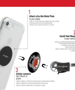 Nite Ize Steelie Orbiter Vent Kit - Magnetic Cell Phone Mount for Car Vents - Durable & Easy-to-Use Phone Holder with Magnet 13 81lQOEzKZjL