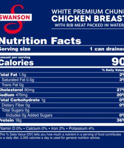Swanson White Premium Chunk Canned Chicken Breast in Water, Fully Cooked Chicken, 4.5 OZ Can (Case of 24) Original 4.5 OZ Can (Case of 24) 11 81lRJZPccL