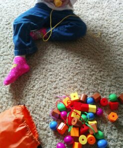 Skoolzy Primary Lacing Beads with String & Pipe Cleaners 46 pc Lacing Beads (41 pc) 45 81lUoDDIf L 1