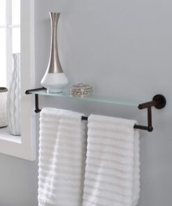 Organize It All Oil Rubbed Glass Shelf with Towel Bar, Bronze 17 81lVFOqBzYL