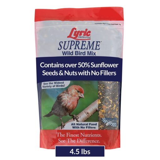 Lyric Supreme Wild Bird Seed - Wild Bird Food Mix with Nuts & Sunflower Seeds - Attracts Many Beautiful Songbirds - 4.5 lb bag