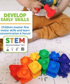 Skoolzy Toddler Tools Set for Sensory & Physical Therapy Nuts and Bolts, 24 Pc Educational Toys for Toddlers 1-3, Open Ended Building Toy for Boys, Ideal 2 Year Old Boy Gift & Stocking Stuffers Original 24 Piece 24 81lX2AeeGoL