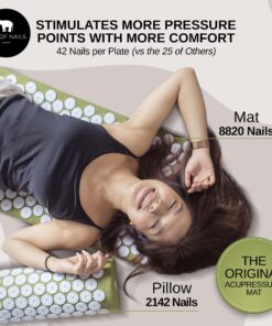 BED OF NAILS The Original Premium Acupressure Mat & Pillow Set, 10,962 Acupuncture Pressure Points for Back Pain Relief, Increased Energy, Relaxation, FSA/HSA Eligible, Drawstring Bag, Green 13 81lXKOaOYL