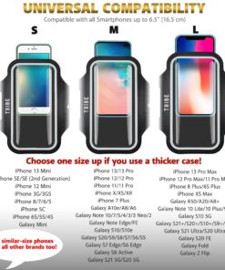 TRIBE Water Resistant Cell Phone Armband Case Running Holder for iPhone Pro Max Plus Mini SE (13/12/11/X/XS/XR/8/7/6/5) Galaxy S Ultra Plus Edge Note (21/20/10/9/8/7/6/5) Adjustable Strap & Key Pocket Black S: iPhone Mini/8/7/6/5/4/3/SE/Galaxy Mini 36 81lXoGZQPPL