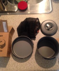 OuterEQ Camping Cookware Outdoor Mess Kit Lightweight Backpacking Cooking Set Picnic Pots and Pans 8pcs 35 81lYqt37rDL