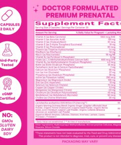 Pink Stork Premium Prenatal Vitamins for Women with Organic Whole-Food Ingredients for Fetal Development and Morning Sickness Support, Probiotics, Folate, B6, & More - 60 Capsules 27 81lZ9CsSjJL