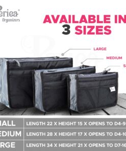Alternative view of Periea Chelsy Purse Organizer - Handbag, Tote, Bag Organizer Insert - 13 Pockets, 3 Sizes, 39 Color Designs - Perfect Cosmetics Travel Pouch for Make Up (Black, Small) S Black