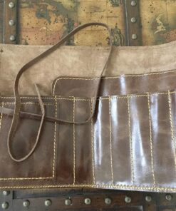 Rustic Genuine Leather Pencil Roll - Pen and Pencil Case - Dark Brown 47 81lbNFUv3tL