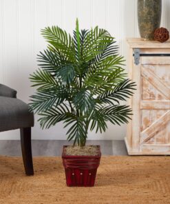 Nearly Natural 6536 Areca Palm with Wicker Basket Decorative Silk Plant, Green,10.5" x 10.5" x 40" 10 81lcSdReJ6L