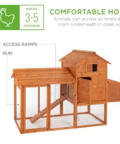 Best Choice Products 80in Outdoor Wooden Chicken Coop Multi-Level Hen House, Poultry Cage w/Ramps, Run, Nesting Box, Wire Fence, 3 Access Areas 33 81lfY8dkAzL