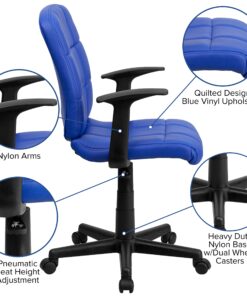 Flash Furniture Clayton Mid-Back Blue Quilted Vinyl Swivel Task Office Chair with Arms 24 81lgCILoEL