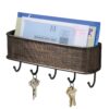 iDesign Twillo Mail and Key Holder, Decorative Wall Mounted Key Rack Organizer Pocket and Letter Sorter Holder for Entryway, Kitchen, Mudroom, Home Office Organization, 10.5" x 2.5" x 4.5", Bronze Mail & Key Rack 37 81lgJp7UNRL