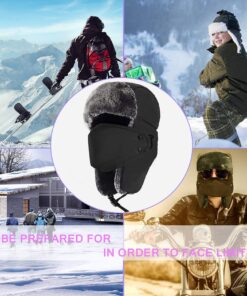 mysuntown Winter Hats for Women Men 2023, 22-24″ Winter Hat Hunting Trapper Hat Ushanka Ear Flap Chin Strap w/Windproof Mask Large Black 51 81liBGvgy2L