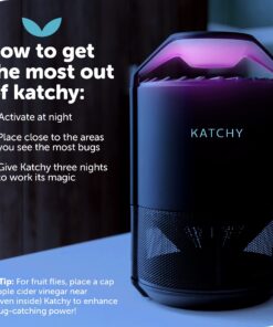 Katchy Indoor Insect Trap - Catcher & Killer for Mosquitos, Gnats, Moths, Fruit Flies - Non-Zapper Traps for Inside Your Home - Catch Insects Indoors with Suction, Bug Light & Sticky Glue (Black) Original Black 30 81ljaPn3kfL