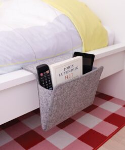 Kikkerland Grey Felt Bedside Pocket Caddy, Large Pocket Felt Storage, Organizer for Magazine Remotes Phone, Storage Bag Pocket for Bunk, Grey Single 17 81ljjGOtTsL