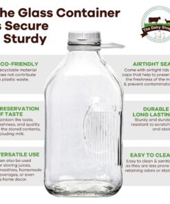 The Dairy Shoppe Heavy Glass Milk Bottles - Jugs with Lids and Silicone Pour Spouts - Clear Milk Containers for Fridge - Reusable Glass Milk Jug Dispenser - Made in USA (64 oz, 2 Pack) 64 oz 23 81llv3LGBxL
