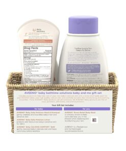 Aveeno Baby Bathtime Solutions Baby & Me Gift Set with Baby Wash & Shampoo, Calming Baby Bath & Wash, Baby Daily Moisturizing Lotion & Stress Relief Body Wash for Mom, Soap-Free, 4 items 32 81ln5q7YiCL