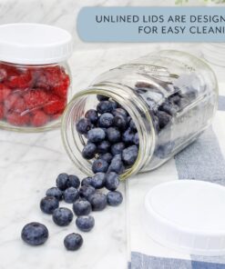 Cornucopia Wide Mouth Plastic Mason Jar Lids (24-Pack Bundle); 2 Dozen Unlined White Ribbed Lids, 86-450 Size 24 Lid Basic Set w/ Lids Only 22 81lr17rM0HL