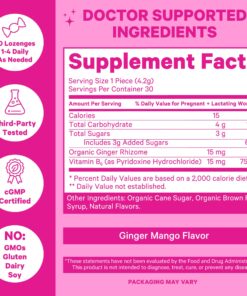 Pink Stork Morning Sickness Sweets, Organic Mango Ginger Candy with Vitamin B6 for Morning Sickness Support and Occasional Motion Sickness, Pregnancy Must Haves - 30 Wrapped Drops 22 81ltV1uZvHL