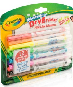 Crayola Washable Dry-Erase Fine Line Markers, 12 Classic Colors NonToxic Art Tools for Kids & Toddlers 3+ 22 81ltp6sG34L 1