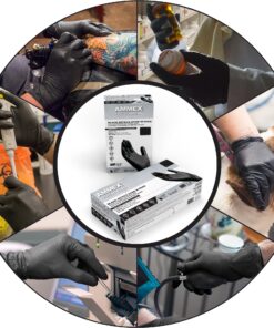 AMMEX Black Nitrile Exam Gloves, Box of 100, 3 Mil, Size Small, Latex Free, Powder Free, Textured, Disposable, Non-Sterile, Food Safe, ABNPF42100BX Small (Pack of 100) 30 81lu7IG6jdL