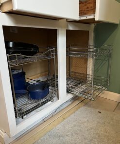 LYNK PROFESSIONAL® Pull Out Cabinet Organizer (2 Tier) Slide Out Drawers for Kitchen Cabinets - 14" D x 18" W - Sliding Pantry Shelves - Roll Out Shelf for Pots, Pans - Lifetime Ltd Warranty – Chrome 14x18 Dbl Chrome 16 81lvA8TTKZL