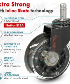 Office Chair Wheels Replacement Set of 5 - Desk Chair Casters for Hardwood & Carpet - Heavy Duty & Safe for All Floors w/o Chair Mats - Fits 98% of Computer Gaming & Office Chairs - 3 Inch 1.Regular Stem - NOT for IKEA chairs 30 81lvPV6LwSL 1