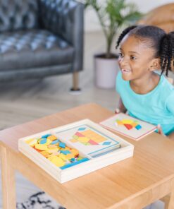 Melissa & Doug Pattern Blocks and Boards - Wooden Classic Toy With 120 Solid Wood Shapes and 5 Double-Sided Panels, Multi-colored - STEAM Animals, Tangrams Puzzle For Kids Ages 3+ Standard 36 81lxC7WlyyL