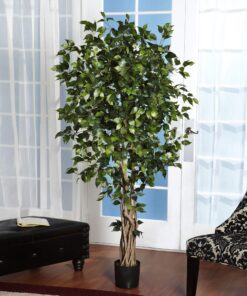Nearly Natural 6' Palace Style Silk Artificial Ficus Tree, 6ft, Green 5216 6 ft 23 81lzSAKCyJL