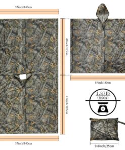 LOOGU Rain Poncho Waterproof Hooded Rain Coat Multi-Use Camo Shelter Ground Sheet for Hunting Camping Hiking One Size Loogu Super Tree Camo 14 81lzZL DPQL