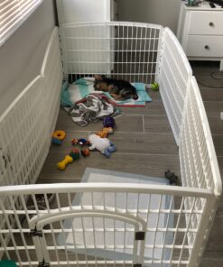 IRIS USA 24'' Pet Playpen 2 Panel Add-On with Connecting Rods, Dog Playpen, Puppy Small Medium Dogs, Heavy-Duty Molded Plastic, Rust-Free, Non-Skid Rubber Feet, Easy Assemble, Customizable, White Extra 2 panel 26 81lzyqqtK0L