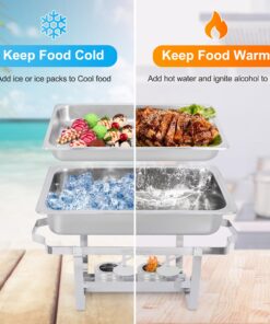 6 Pack Chafing Dish Buffet Set 8 Qt Stainless Steel Complete Chafer Set Catering Warmer Set with Water Pan, Fuel Holder for Parties, Dinners, Catering, Buffet and Weddings 6 14 81m0KfDsHtL 1