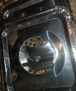 (50 Pack) Disposable Gas Burner Liners, Aluminum Foil Square Stove Burner Covers, Range Protectors, Stove Top Covers for Gas Burners, Foil Liners to Catch Grease & Food Spills 8.5x8.5 1 24 81m0bOwS09L