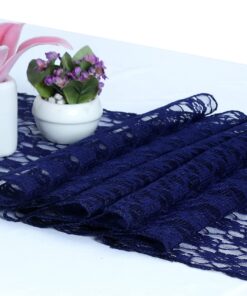 MDS Pack of 10 Wedding 12 x 108 inches Lace Table Runner for Wedding, Decorations for Birthday Parties, Banquets, Graduations, Engagements, and Runners fit Rectangle, Round Table- Navy Blue 13 81m1U5ZcfXL