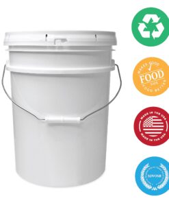 5 Gallon White Bucket & Lid - Durable 90 Mil All Purpose Pail - Food Grade - BPA Free Plasti (5 Gal. w/Lids - 6pk) 6 24 81m1i4cBiAL 1