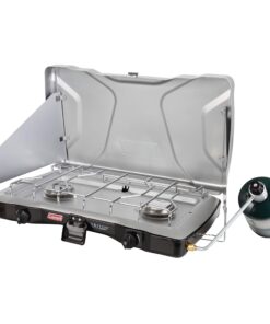 Alternative view of Coleman Triton+ 2-Burner Propane Camping Stove, Push-Button Instant Ignition, Portable Camp Grill, Adjustable Burners, Wind Guards, 22,000 Total BTUs of Power, Beach Cookouts, Backyard BBQ, Tailgating Silver