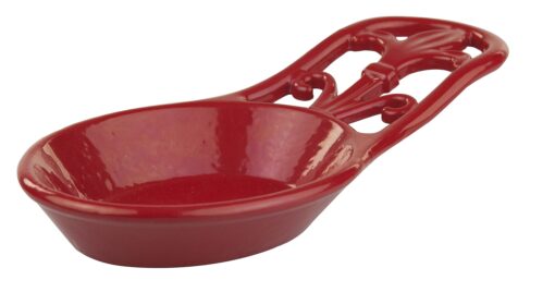 Home Basics Cast Iron Fleur De Lis Spoon Rest (Red) Red