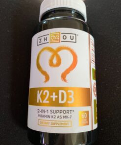 Zhou Nutrition Vitamin D3 K2, Bone and Heart Health Formula 5000 IU Vitamin D3 & 90 mcg Vitamin K2, Max Strength 2 in 1 Immune Support and Calcium Absorption, Gluten Free, 60 Count Capsules 26 81m4ptBfKrL