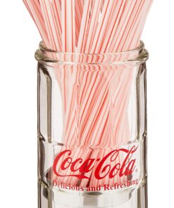 Alternative view of Tablecraft Coca-Cola Glass Straw Dispenser with Metal Lid, Small
