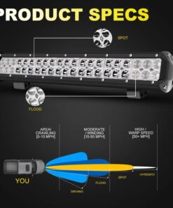 TURBO SII 20 in LED Light Bar W/2pcs Spot Pods Cubes Switch Harness for Tractor Boat Utv Golf Cart Ford Polaris RZR Ranger Honda ATV Gmc Yukon Pickup Tacoma Am Commander 4Wheeler Yamaha Suburban 26 81mAjF298mL
