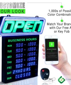 GLI Led Open Sign with Business Hours – Stand Out with 1000’s Color Combos to Match Your Brand, – Neon Flash, or Scroll – Programmable App, 15 x 16.5 inch 11 81mApBrDeuL