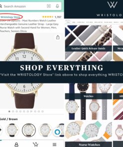 Wristology 10 Styles Maxi Crystal Watch Leather Band - Interchangeable Genuine Leather Strap - Large Easy to Read Watch with Second Hand for Women, Men, Nurses, Teachers Rose Gold Metal Mesh 39 81mBeMtad7L