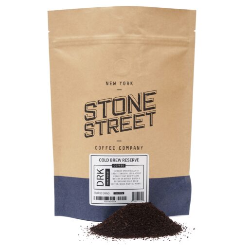 Stone Street Cold Brew Coffee, Strong & Smooth Blend, Low Acid, 100% Arabica, Gourmet Coffee, Coarse Ground, Dark Roast, Colombian Single Origin, 1 LB Ground Dark Roast 1 Pound (Pack of 1)