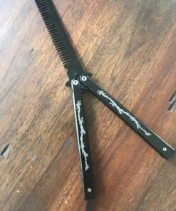 Funtuan Dragon Totem Stainless Steel Practice Butterfly Knife Trainer and Comb Knife Trainer (Black) 51 81mFsV7hdL
