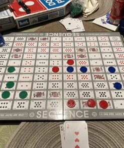 SEQUENCE- Original SEQUENCE Game with Folding Board, Cards and Chips by Jax ( Packaging may Vary ) White, 10.3" x 8.1" x 2.31" Multicolor 40 81mG9lHXatL