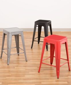 Norwood Commercial Furniture Tolix Style Metal Industrial Stack Stool, Red, NOR-IAH3021-RD-SO (Pack of 2) 18" 8 81mHXS4LL