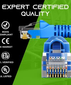 GearIT 50-Pack, Cat5e Ethernet Patch Cable 1 Foot - Snagless RJ45 Computer LAN Network Cord, Blue - Compatible with 48 Port Switch POE Rackmount 48port Gigabit 1 Foot (50-Pack) 13 81mINupTtpL