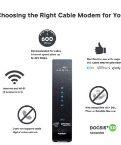 ARRIS SURFboard SBG7400AC2 DOCSIS 3.0 Cable Modem & AC2350 Wi-Fi Router , Approved for Comcast Xfinity, Cox, Charter Spectrum & more , Four 1 Gbps Ports , 800 Mbps Max Internet Speeds Cable Modem Router - DOCSIS 3.0 AC2350 24 81mIPvOyrpL